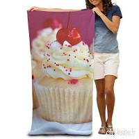 Egoa Beach Towel Cherry Cupcakes Dessert Polyester Family Bathroom Hotel Swimming Pool Gym Quick Dry Strong Water Absorption Eco-Friendly 31.5X51.2inches/80X130cm - B07VG87P2X